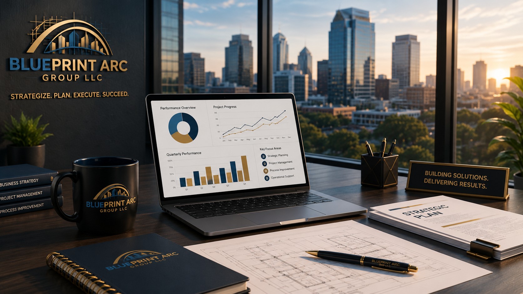 Blueprint Arc Group corporate office and project management workspace